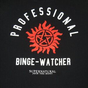 SUPERNATURAL PROFESSIONAL BINGE-WATCHER - WOMENS BLACK 2XL T-SHIRT L174